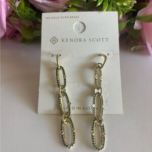 Kendra Scott Kadyn Linear Earrings in gold Green Mix